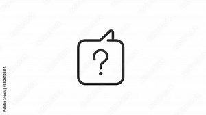 Animated request linear icon. Speech balloon with question mark. Demanding answer. Response. Seamless loop HD video with alpha channel on transparent background. Outline motion graphic animation