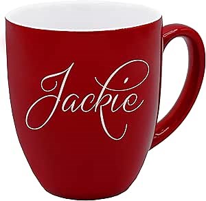 Custom Engraved Coffee Latte Mug - Personalized Coffee and Tea Cup (Red)
