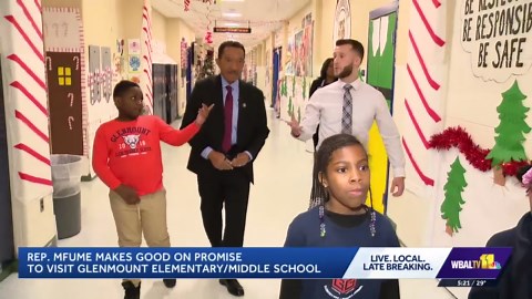 Maryland congressman makes good on promise, visits school