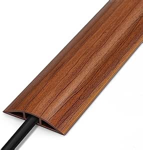 Floor Cord Cover 4FT, Walnut Wood Cord Hider Floor, Soft PVC Cord Protector Floor, Hide Extension Floor Wire Covers for Cords, Organizer Wires Floor Cable Cover, Cable Cavity: 0.47" (W) x 0.24" (H)