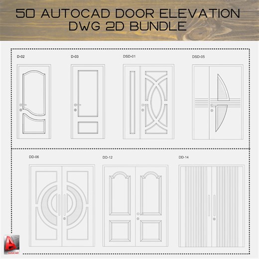 50 diseños de alzado de puertas y marcos en AutoCAD / Puertas simples y dobles para casas, oficinas y tiendas - Etsy España