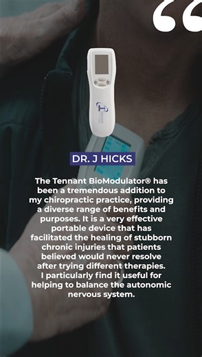 The Tennant BioModulator has been a tremendous addition to my chiropractic practice, providing a diverse range of benefits and purposes. It is a very effective portable device that has facilitated the healing of stubborn chronic injuries that patients believed would never resolve after trying different therapies. I particularly find it useful for helping to balance the autonomic nervous system. - Dr. J Hicks 🔌 What if one device could support nervous system balance and promote recovery from stu