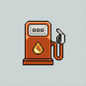Download Pixel art illustration gas station. Pixelated gas pump. gas station fuel pump icon pixelated for the pixel art game and icon for website and video game. old school retro. for free