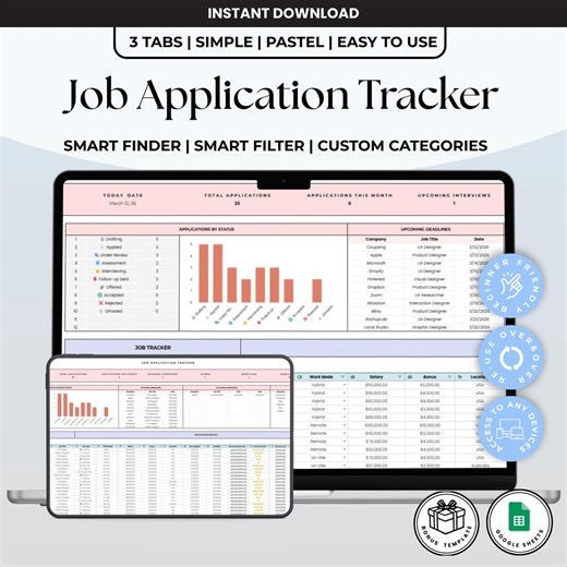 Job Application Tracker | Job Search Spreadsheet | Interview Manager | Google Sheets Organizer - Etsy Australia