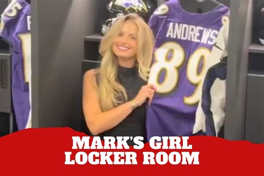 Mark Andrews’ girlfriend goes viral after trying on his full Ravens uniform in locker room
