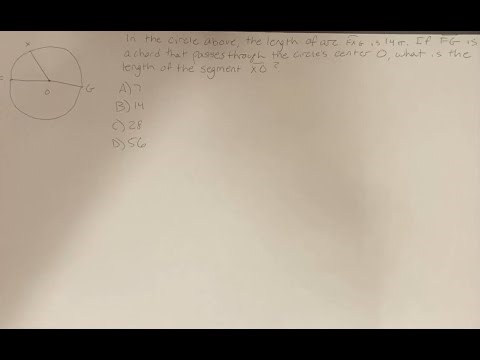 In the circle above, the length of arc FXG is 14π. If FG is a chord that passes through the circle's