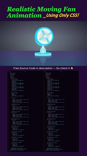🔥 Realistic Moving Fan Animation (HTML & CSS Only) #coding