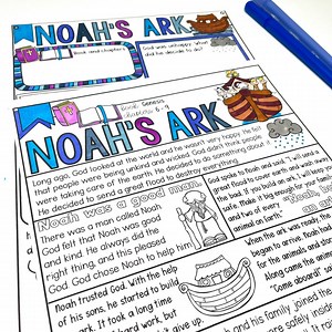 Noah's Ark Bible Lesson Coloring Page, Activity Placemat and Comprehension Activities for Homeschool and Sunday School Kids Bible Groups - Etsy