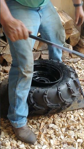 Changing atv tire by hand #diy #atv #tirending #honda #oversized #tirechange #bustedknucle