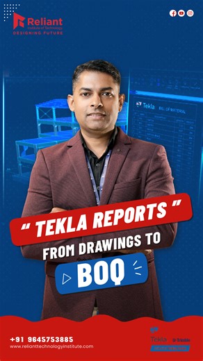 Ever wondered what reports clients actually ask for in Tekla Structures? 🤔 This short reel breaks down the most important Tekla reports—from drawings to BOQ—that every structural detailer must know. 🔹 Material Reports 🔹 Bolt & Assembly Reports 🔹 Part Lists & BOQ 🔹 Client-ready documentation Understanding the right reports helps you deliver faster, reduce errors, and meet industry & client standards with confidence. 📍 Learn Tekla the way the industry demands with Reliant Institute of Techno