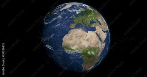 Planet Earth orbiting in 4K, looped, day and night, 3D animation, alpha