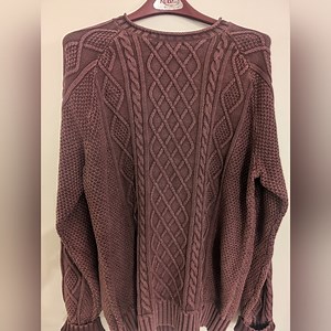 Vintage L.L. Bean Oversize Cable Knit Fisherman Chunky Cotton Linen Sweater XL