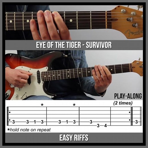 Easy Guitar Riffs - Eye of the Tiger (TAB) - Survivor - The Easy Way!