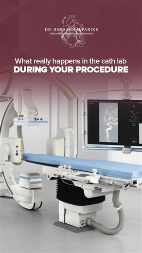 Dr Rushabh M Parikh on Instagram: "Step inside the cath lab and see how modern heart care happens. During your procedure, a thin catheter is guided through a blood vessel to your heart, allowing doctors to see blockages, measure pressures, and even treat narrowed arteries in real time. You stay comfortably sedated while your heart and vital signs are continuously monitored. Procedures like stent placement or valve repair can often be done without major surgery, and most patients go home the same