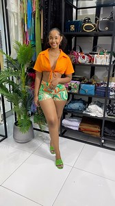 Orange & Green Cropped Shorts Set🍊🌱 10% OFF SALE‼️ Was $225 Now $202.50🔥 SHOP NOW🛍️✨ DELIVERY AVAILABLE 🚚🥳 | Terminal 4 Active
