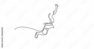 Self drawing animation of continuous line drawing of running man Stock Video