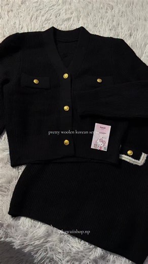 Pretty korean woolen set 🖤 cute and cozy set 𐔌՞. .՞𐦯 𝐍𝐞𝐰 𝐀𝐫𝐫𝐢𝐯𝐚𝐥 🖤 ~Pretty korean woolen set -cardigan skirt set -perfect for winter Perfect for winter #winter #mikasa #shoujo #explore #onlineshopping ♡Style it with cute boots for aesthetic pinterest look Get Korean outfits in Nepal on @kawaiishop.np 💗 Aesthetics: coquette . acubi . Korean . cute . oldmoney . Y2k Instagram: kawaiishop.np🎀 #korean #kpop #kdrama #jennie #jenniekim #blackpink #outfit #jennieinspired #softgirl #kpop 