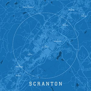 Scranton PA City Vector Road Map Blue Text. All source data is in the...