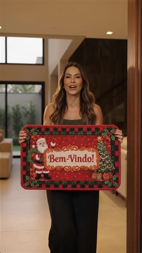 Capacho de Natal 40x50 cm com estampa festiva