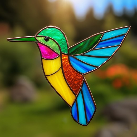 Hummingbird Stained Glass Pattern: Beginner Suncatcher Template (PDF-JPG-PNG Download) - Etsy