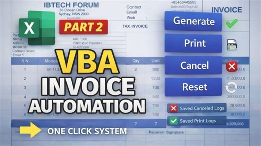 Invoice in Excel Fully Automated VBA System Part 2 | Muhammad Imran