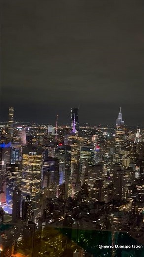 Breathtaking view of Manhattan NYC Skyline at night as seen from 100th floor of The Edge Observatory