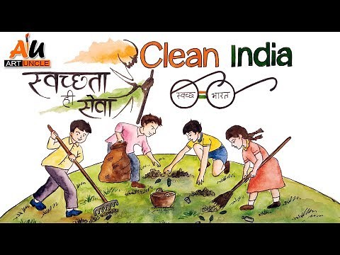 DRAWING ON SWACHH BHARAT ABHIYAN : DRAWING ON CLEAN INDIA GREEN INDIA : DRAWING ON SWACHHTA PAKHWADA