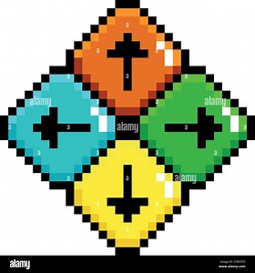 Pixel buttons. Digital arcade arrows color elements Stock Vector Image & Art - Alamy