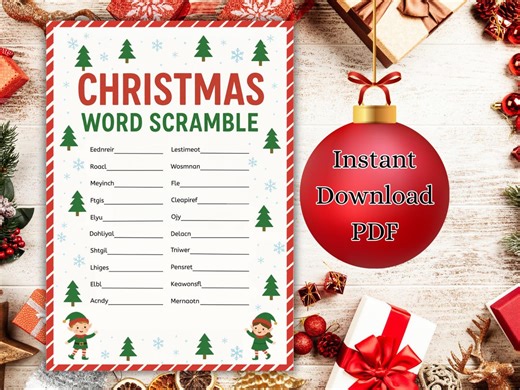 Christmas Word Scramble Game Printable Holiday Fun Party Game Christmas Party Activity Family Festive Holiday Christmas Scrambled Words - Etsy