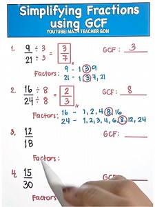 Simplifying Fractions using GCF‼️ #mathteachergon #mathhacks #mathematics #MathTutor #teachergon #math #mathreview #fraction #GCF | Ako si Teacher Gon