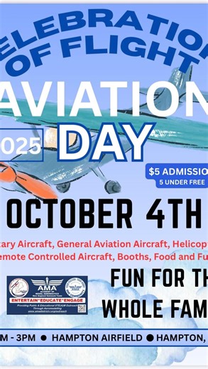 3.1K views · 40 reactions | ✈️✨ Join us for Aviation Day at Hampton Airfield! ✨✈️ After exploring the aircraft, booths, and fun for the whole family, stop by our Airfield Café Tent for delicious food outdoors—or swing inside the café, open 7AM–2PM with all your favorites! 丹☕️ Come hungry, stay for the planes, and make it a day to remember! ️  Hampton Airfield | ️ Saturday, October 4th | ⏰ 10AM–3PM | The Airfield Cafe | Facebook