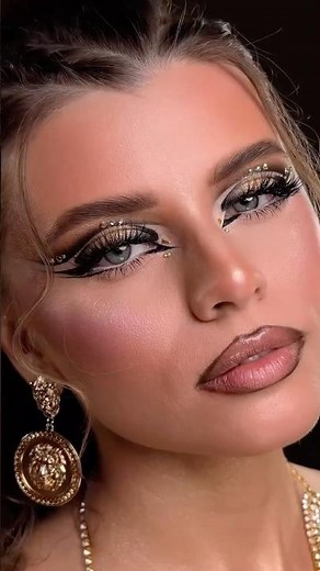 Graphic Glam Makeup Tutorial | Bold Liner, Rhinestones & Glossy Lips