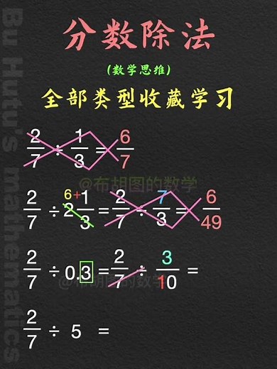 分数除法也就这几种类型，3秒速算，不会的记得反复学习#小学数学 #数学思维 #速算技巧 #分数除法