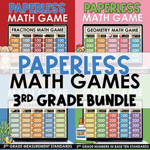 3rd Grade Math Games BUNDLE Math Test Prep Paperless Math Review