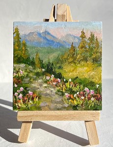 Alpine Summer Sunrise Oil Painting: Colorado Landscape Art (3x3", With Easel) - Etsy