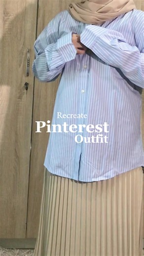 Blue Striped Shirt and Pleated Skirt Outfit Ideas