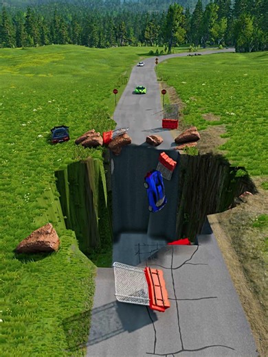 Cars vs Big Deep Crashing Bollard BeamNG.Drive