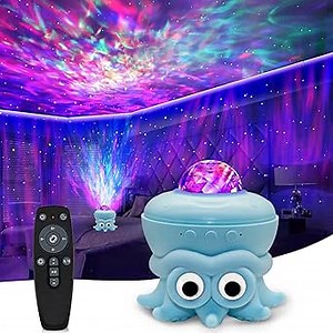 Octopus Projector, Ocean Night Light Projector for Bedroom, 2024 Upgraded Bluetooth Connection & Rechargeable Ceiling Projector with Timer and Remote, Room Decorations for Kids Adults