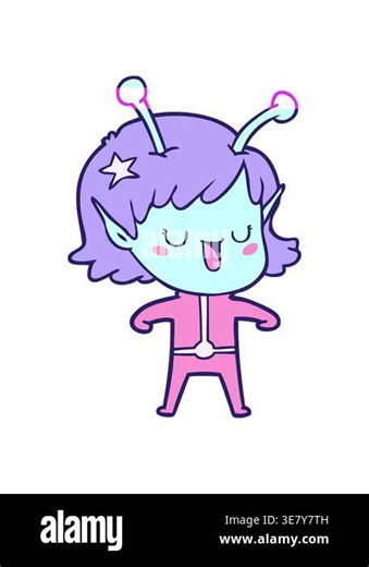 power up animation of happy alien girl cartoon Stock Video Footage - Alamy