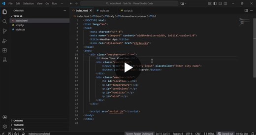 #webdevelopment #weatherapp #html #css #javascript #apiintegration #frontenddevelopment #learningbydoing #codingjourney #techskills #studentdeveloper #internshiptask #buildinpublic #developerlife | BENOLIN ROSARY .D