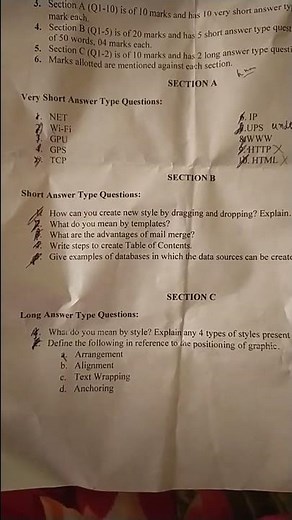 class 10 IT question paper (Pt-1) subject code-402