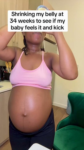 419K views · 1.8K reactions | Shrinking my belly at 34 weeks to see if my baby feels it and kick | Ene Jean | Facebook