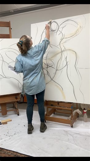 378K views · 1.4K reactions | Flowing lines with artist Heidi Lanino. #saatchiart #contemporaryart #artgallery #art #emergingart #artistoftheday #expressionism #figurativeart #linedrawing #abstractart | Saatchi Art | Facebook