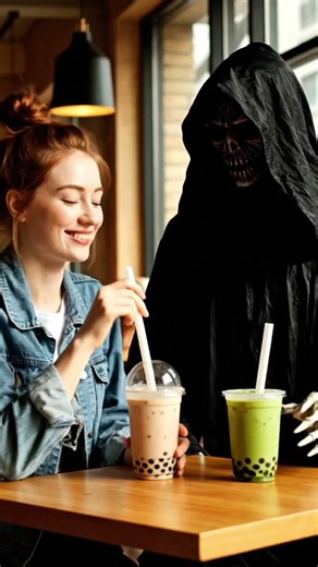 reaper drinks a boba tea with women 😱
