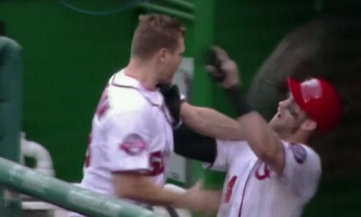 Jonathan Papelbon and Bryce Harper brawl in Nationals dugout – video