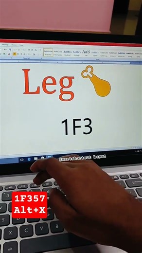 Shortcut Key in MS Word for Poultry Leg Symbol | 1F357 Alt+X | English Tutorial Shorts