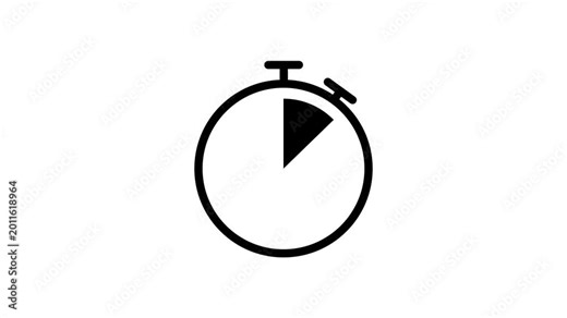 Stopwatch Countdown Circle Progress Timer 1 Half Quarter Animation 4K