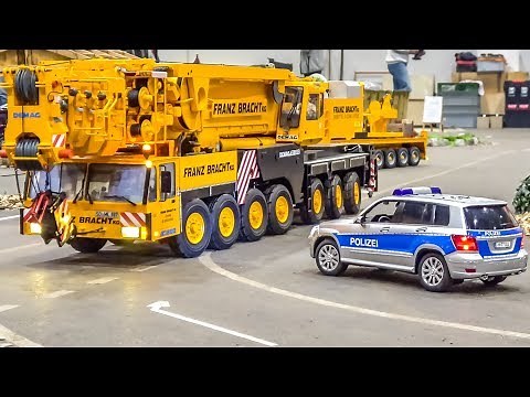 Incredible RC crane and equipment trucks convoy!