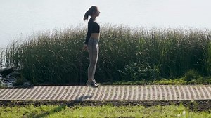 Young girl jumping rope