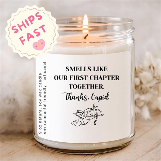 Our First Valentines Candle, 1st Valentines Day as Married Gift, Happy First Valentines Day Scented Candle, First Anniversary Gift, Cupid - Etsy